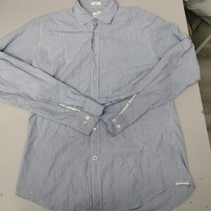 Hartford shirt Men's Large blue White white Stripped Long Sleeve Slim Fit